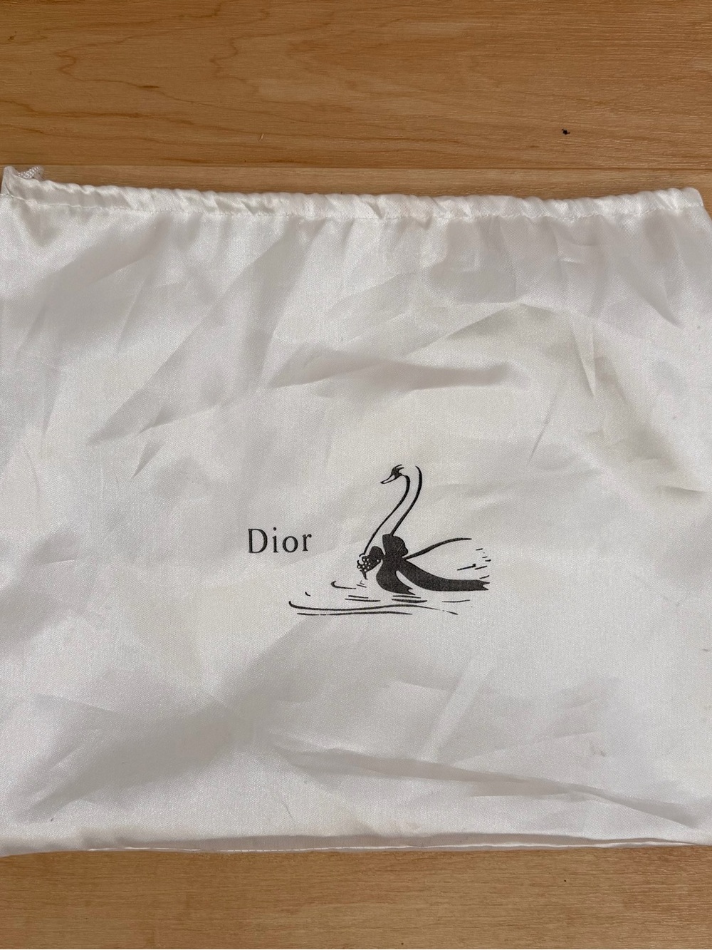 Dior White Satin Dust Bag Garment Bag with Swan Logo Print